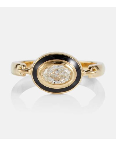 Melissa Kaye Ring Lenox Reign aus 18kt Gelbgold und Emaille mit Diamanten - Mettallic