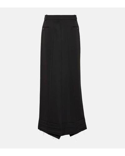 Balenciaga Mid-rise Wool Maxi Skirt - Black