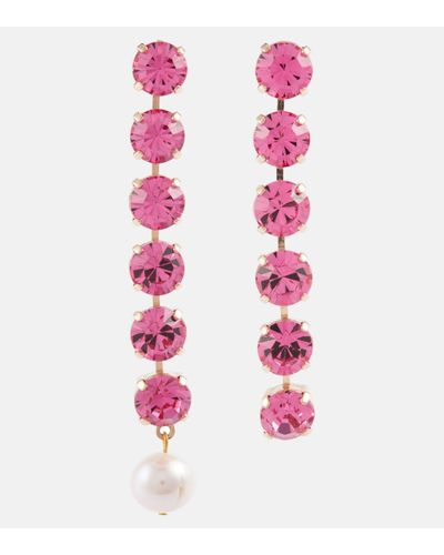 Magda Butrym Crystal And Pearl Drop Earrings - Pink