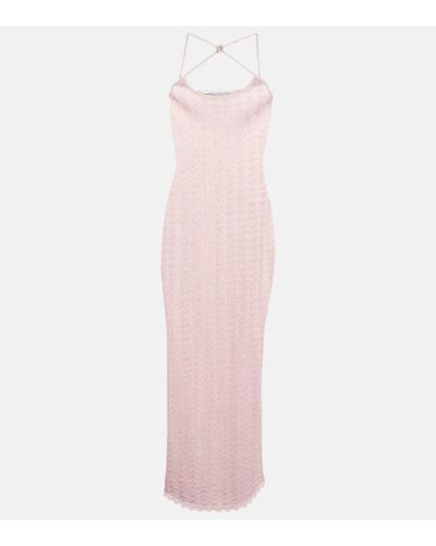 Alessandra Rich Crystal-embellished Lace Maxi Dress - Pink