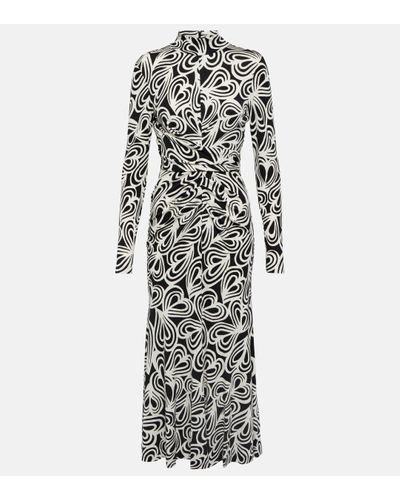 Diane von Furstenberg Robe midi Marquise imprimee - Blanc