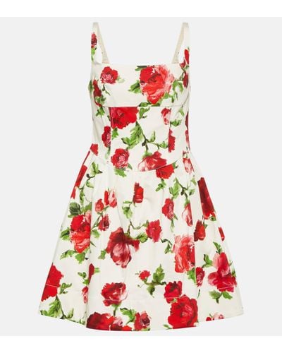 Carolina Herrera Floral Cotton-blend Minidress - Red