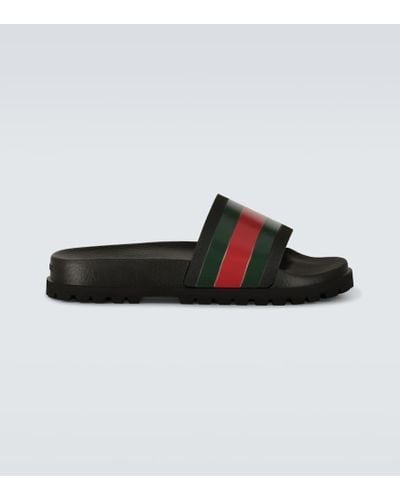 Gucci Sandalo In Gomma Con Web - Nero