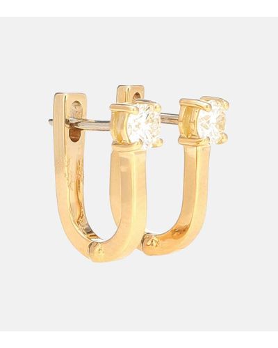 Melissa Kaye Aria U Huggie 18kt Gold Hoop Earrings With Diamonds - Metallic