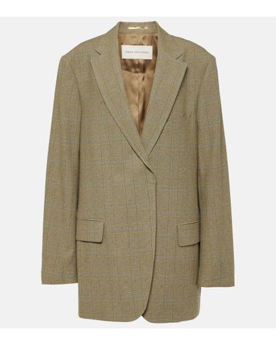 Dries Van Noten Blazer oversized a cuadros Principe de Gales - Verde