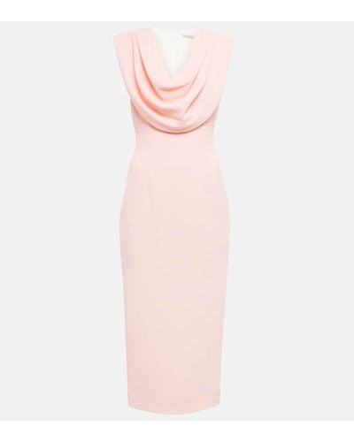 Emilia Wickstead Yuri Sleeveless Draped Midi Dress - Pink