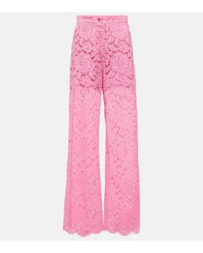 Dolce & Gabbana Floral Lace Tailored Trousers - Pink