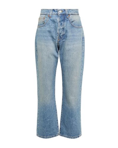 Victoria Beckham Jeans cropped a vita alta - Blu