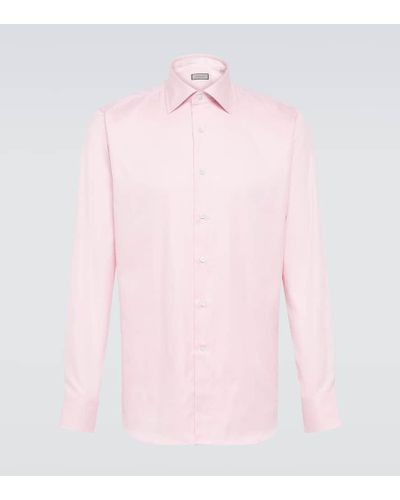 Canali Hemd aus Baumwollpopeline - Pink
