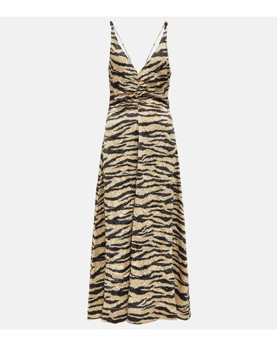 Ganni Vestido midi con tigre estampado - Multicolor