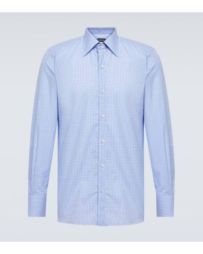 Tom Ford Camisa de algodon a cuadros vichy - Azul