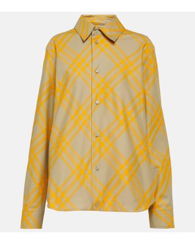 Burberry Camisa de algodon a cuadros - Amarillo