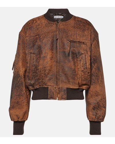 Acne Studios New Lomber Leather Bomber Jacket - Brown