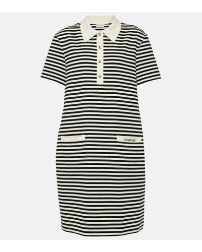 Moncler Striped Cotton-blend Polo Dress - Black