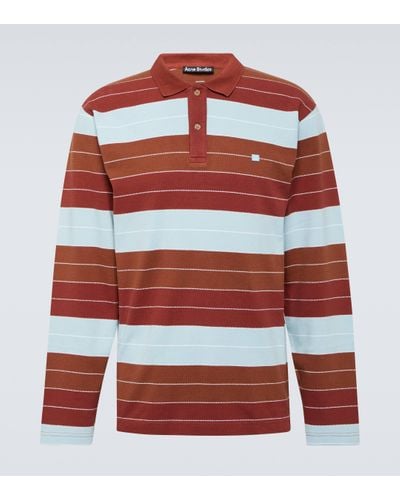 Acne Studios Striped Cotton Polo Top - Red