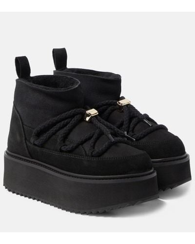 Inuikii Shearling-trimmed Leather Ankle Boots - Black