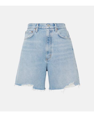 Agolde Shorts di jeans Stella a vita alta - Blu