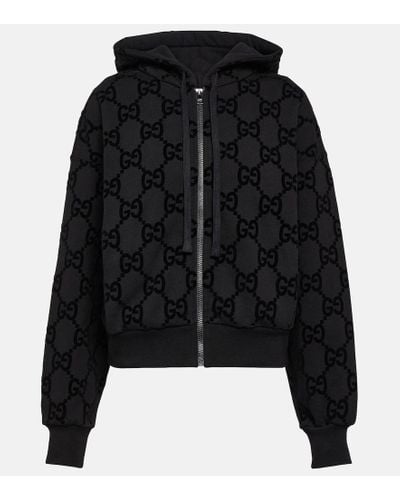 Gucci GG Brushed Cotton Hooded Sweatshirt - Black