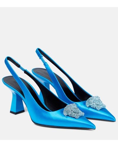 Versace Escarpins La Medusa en satin - Bleu