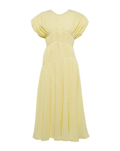Jil Sander Pleated Cotton-blend Midi Dress - Yellow