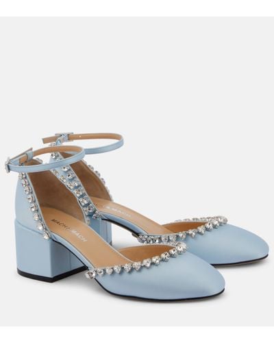 Mach & Mach Audrey 55 Embellished Satin Court Shoes - Blue