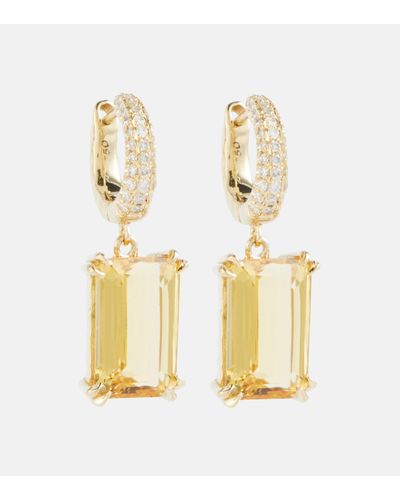 Octavia Elizabeth Yana Micro 18kt Gold Earrings With Beryls And Diamonds - Metallic