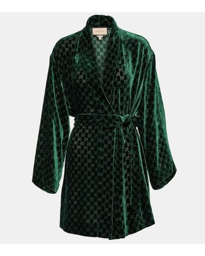 Gucci Camisa de terciopelo con GG devore - Verde