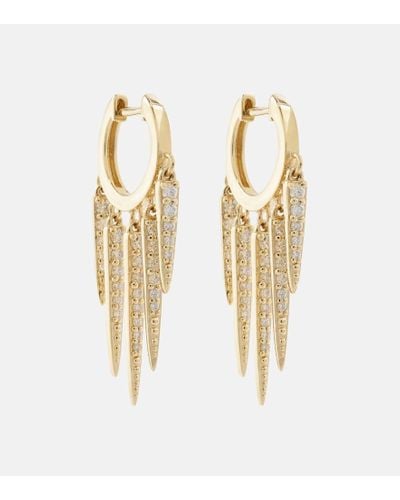 Sydney Evan Fringe Huggie 14kt Gold Hoop Earrings With Diamonds - Metallic