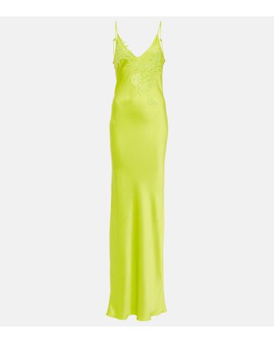 Victoria Beckham Lace-trimmed Satin Slip Maxi Dress - Multicolor