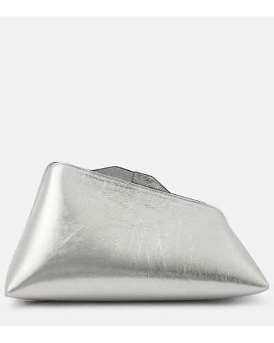 The Attico 8.30 Pm Metallic Leather Clutch - Gray