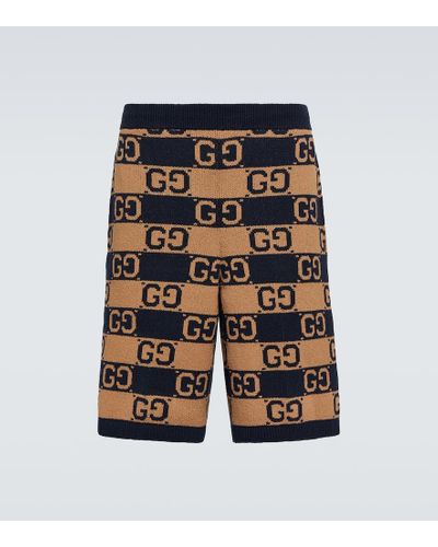 Gucci Shorts GG in jacquard di cotone - Marrone