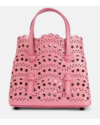 Alaïa Mina 16 Vienne Wave Leather Tote Bag - Pink