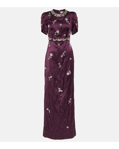 Erdem Crystal-embellished Crinkled-satin Gown - Purple