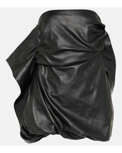 The Attico Strapless Leather Minidress - Black