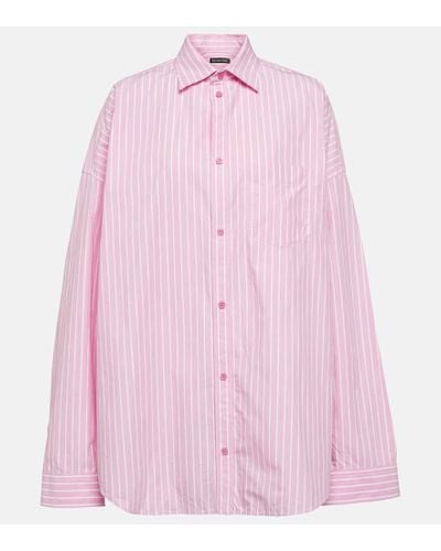 Balenciaga Camisa en popelin de algodon a rayas - Rosa