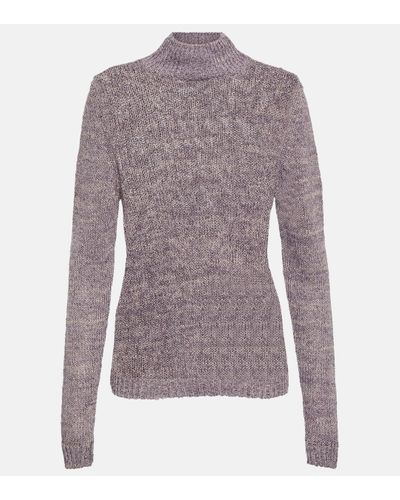 Totême Linen, Cotton, And Silk Turtleneck Jumper - Purple