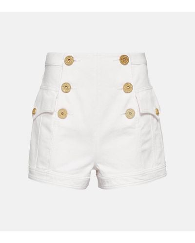 Balmain Pantalones cortos de mezclilla blancos con botones