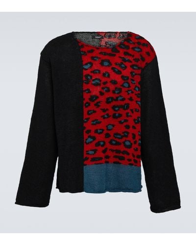 Undercover Leopard-print Wool Jumper - Red