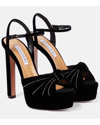 Aquazzura Atelier Velvet Platform Sandals - Black