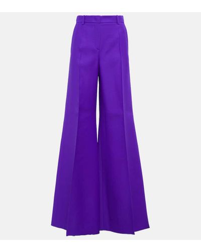 Valentino Crepe Couture Wide-leg Pants - Purple