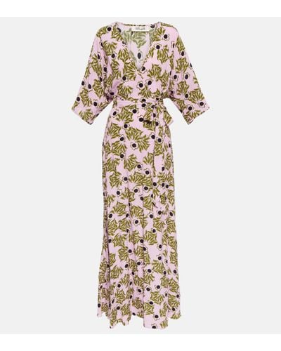 Diane von Furstenberg Robe longue portefeuille imprimee - Rose