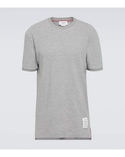 Thom Browne T-shirt in jersey di cotone a righe - Grigio