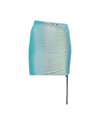 Missoni Zig-zag Knit Drawstring Miniskirt - Blue