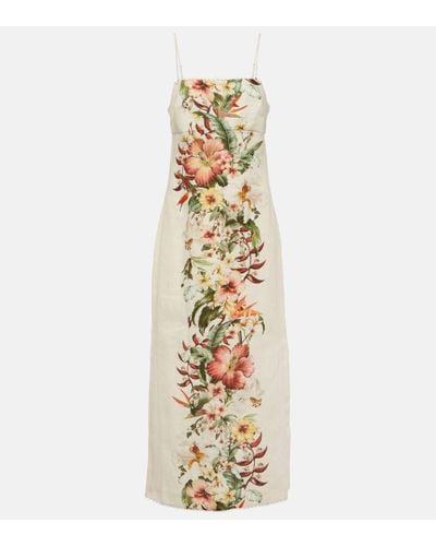 Zimmermann Robe longue Lexi en lin a fleurs - Métallisé
