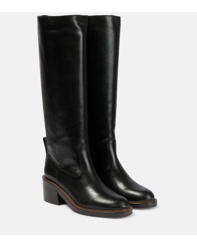 Brunello Cucinelli Embellished Leather Knee-high Boots - Black