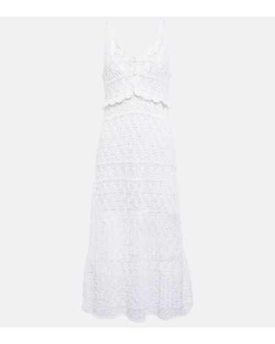Anna Kosturova Bianca Crochet Cotton Midi Dress - White