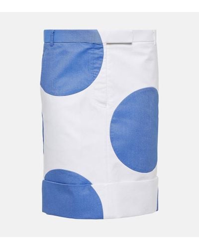 Thom Browne Minifalda de algodon con lunares - Azul