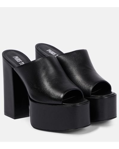 Paris Texas Sasha Leather Platform Mules - Black
