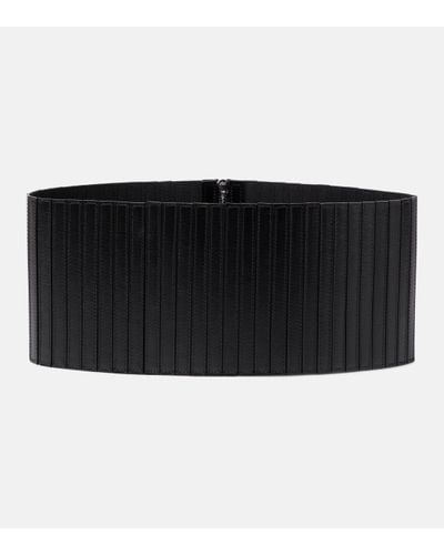 Alaïa Striped Corset Leather Belt - Black