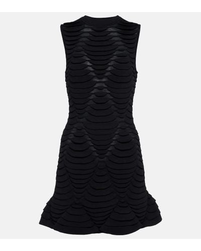Alaïa Python Textured Flared-hem Knitted Mini Dress - Black